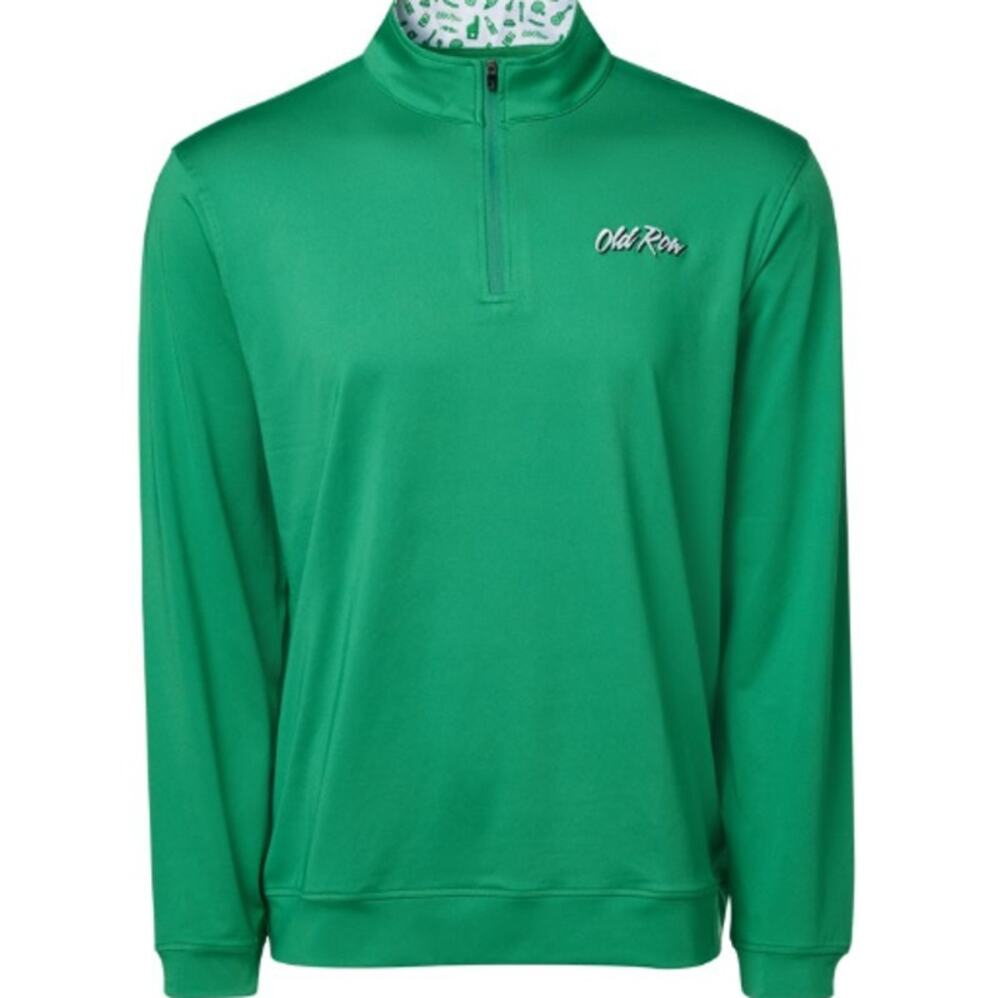 OLD ROW Men's Tailgate Quarter Zip Performance Pull Over Large Kelly Green NWT